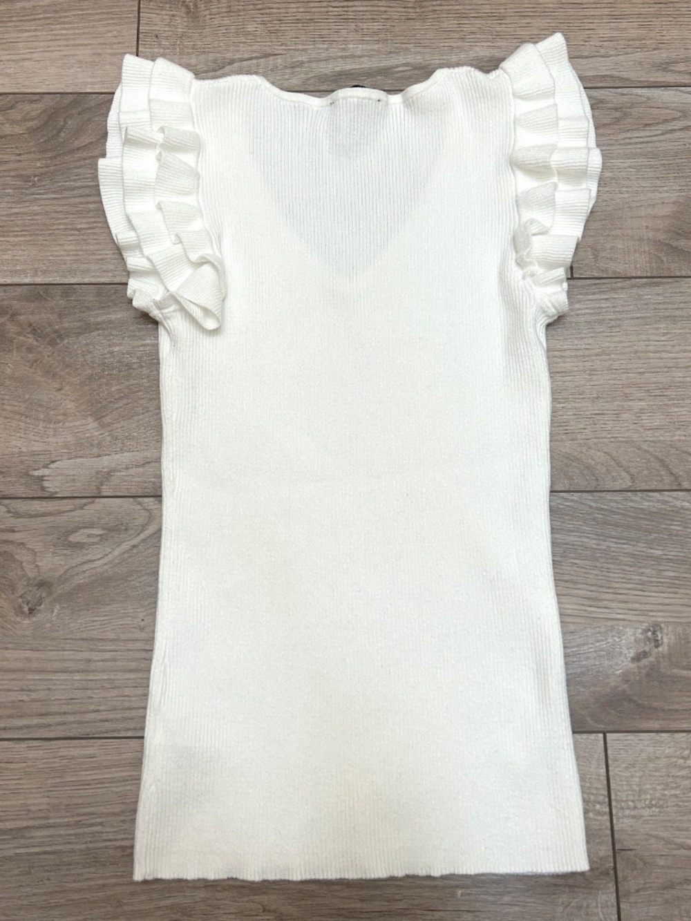V-Neck Ruffle-Sleeve Ribbed Knit Top - Picture 5 of 6